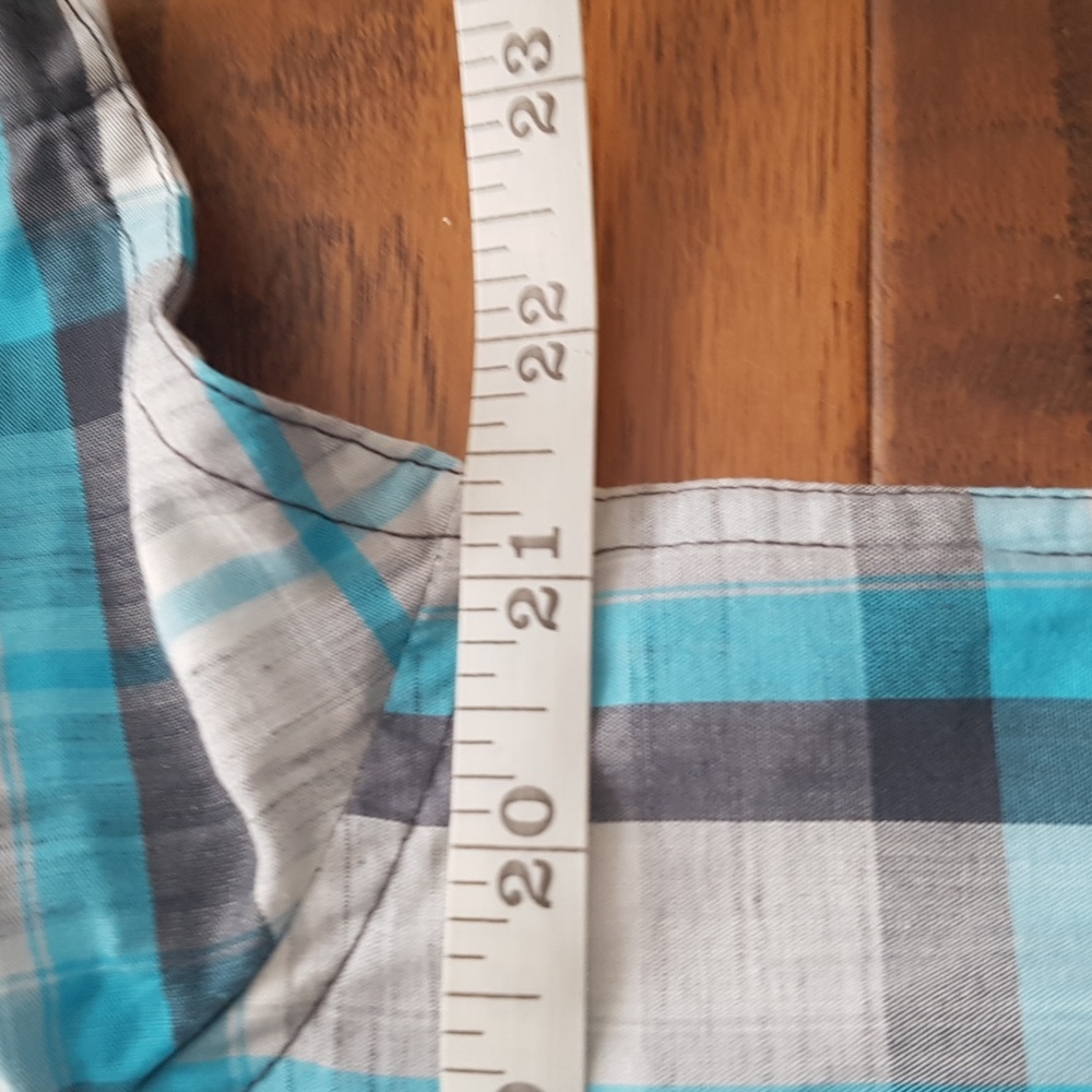 Men's Prana Short Sleeve Blue Plaid Organic Cotton Blend Button Down Size S - Picture 6 of 13